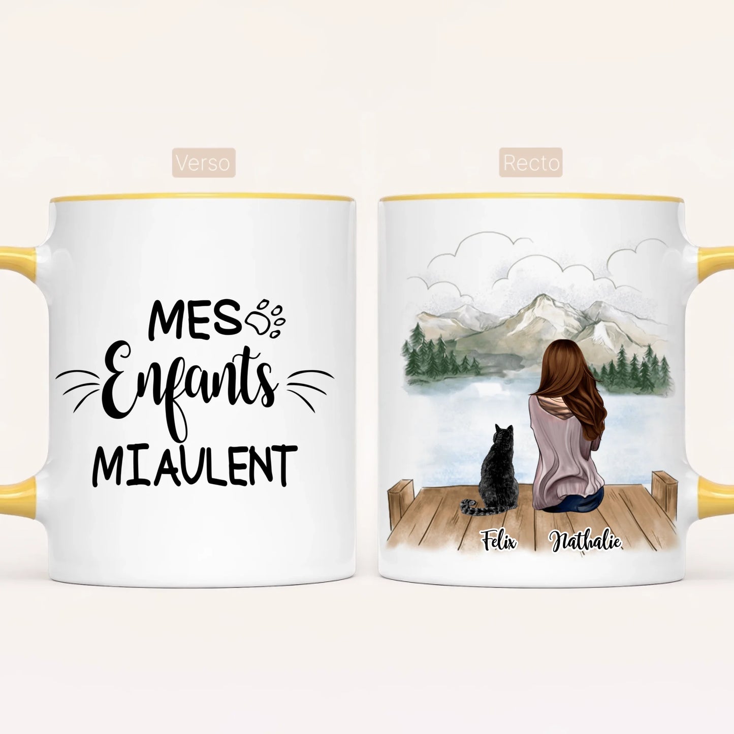 Femme & jusqu'à 3 Chats | Mug Personnalisé