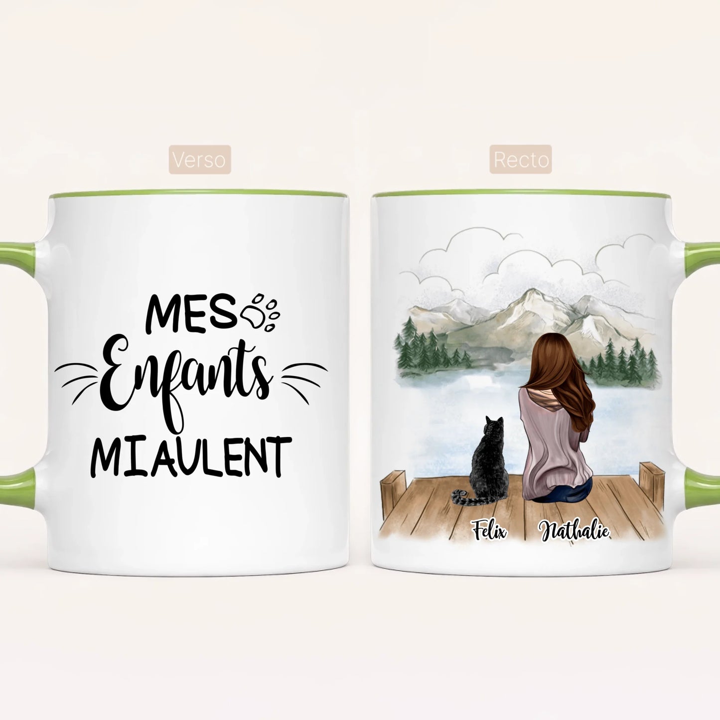 Femme & jusqu'à 3 Chats | Mug Personnalisé