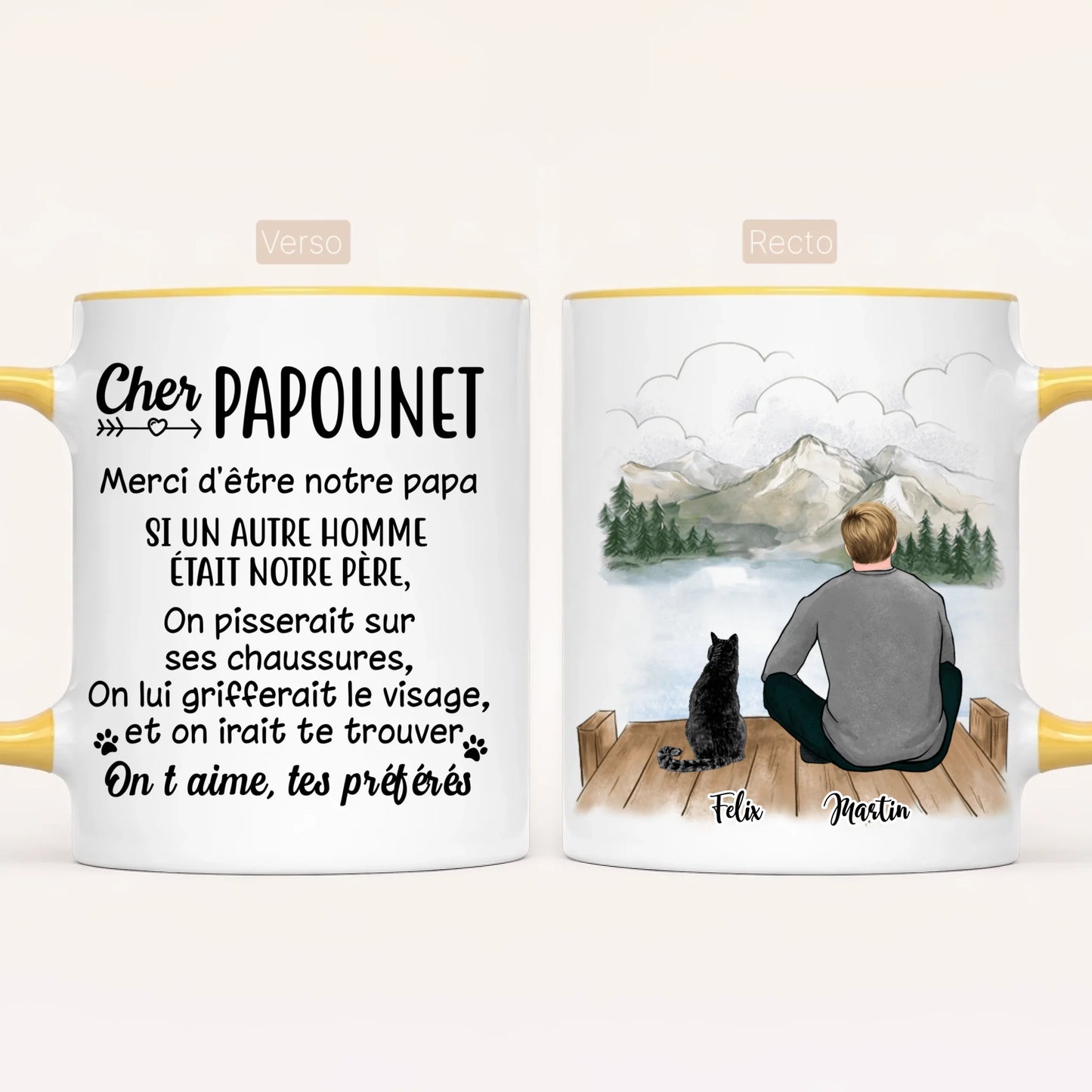 Homme & jusqu'à 3 Chats | Mug Personnalisé