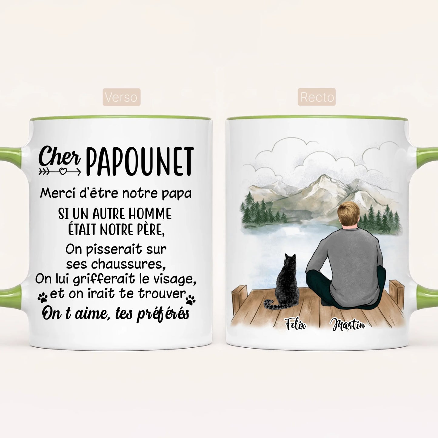 Homme & jusqu'à 3 Chats | Mug Personnalisé