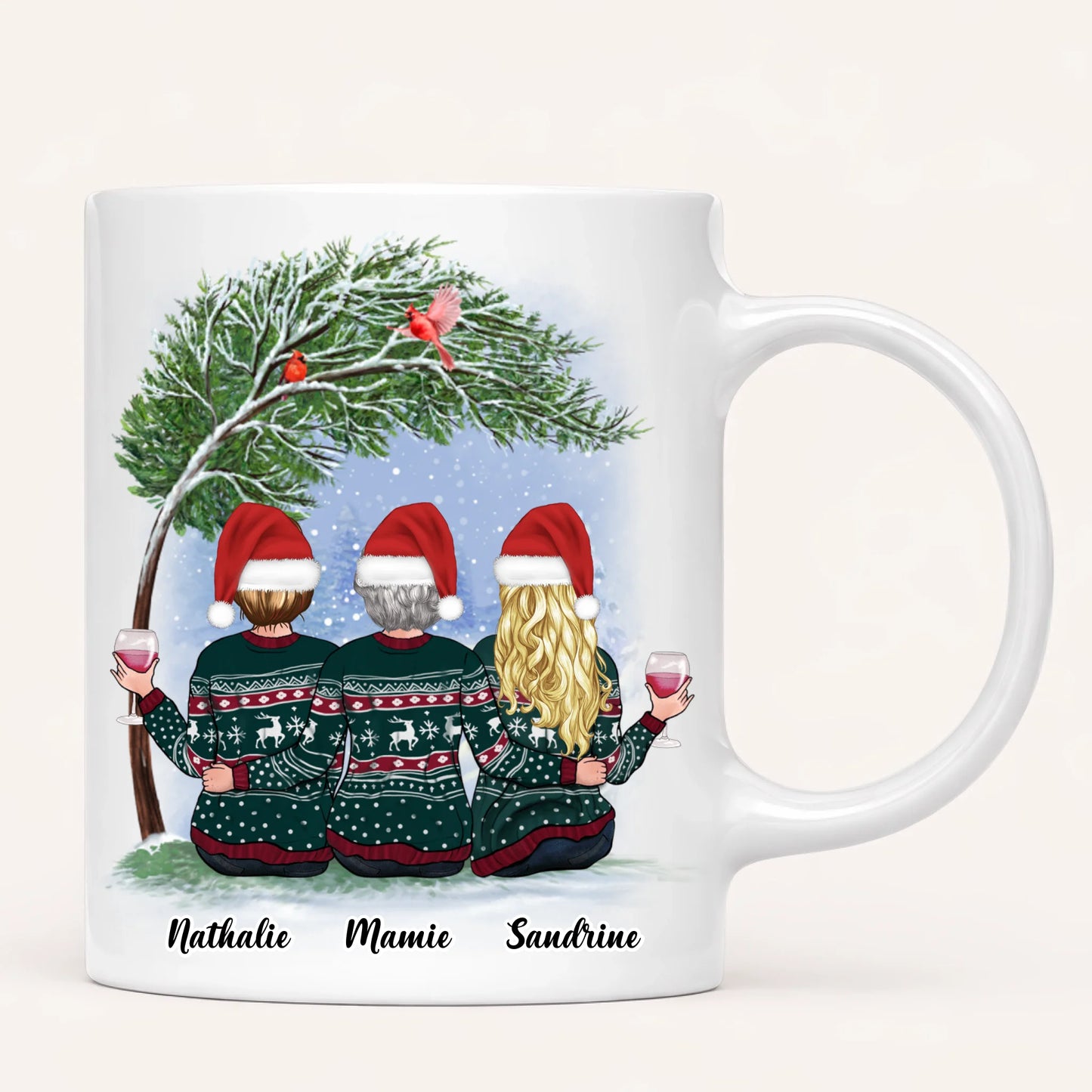 Mamie & 2 Petites-Filles | Noël | Mug Personnalisé