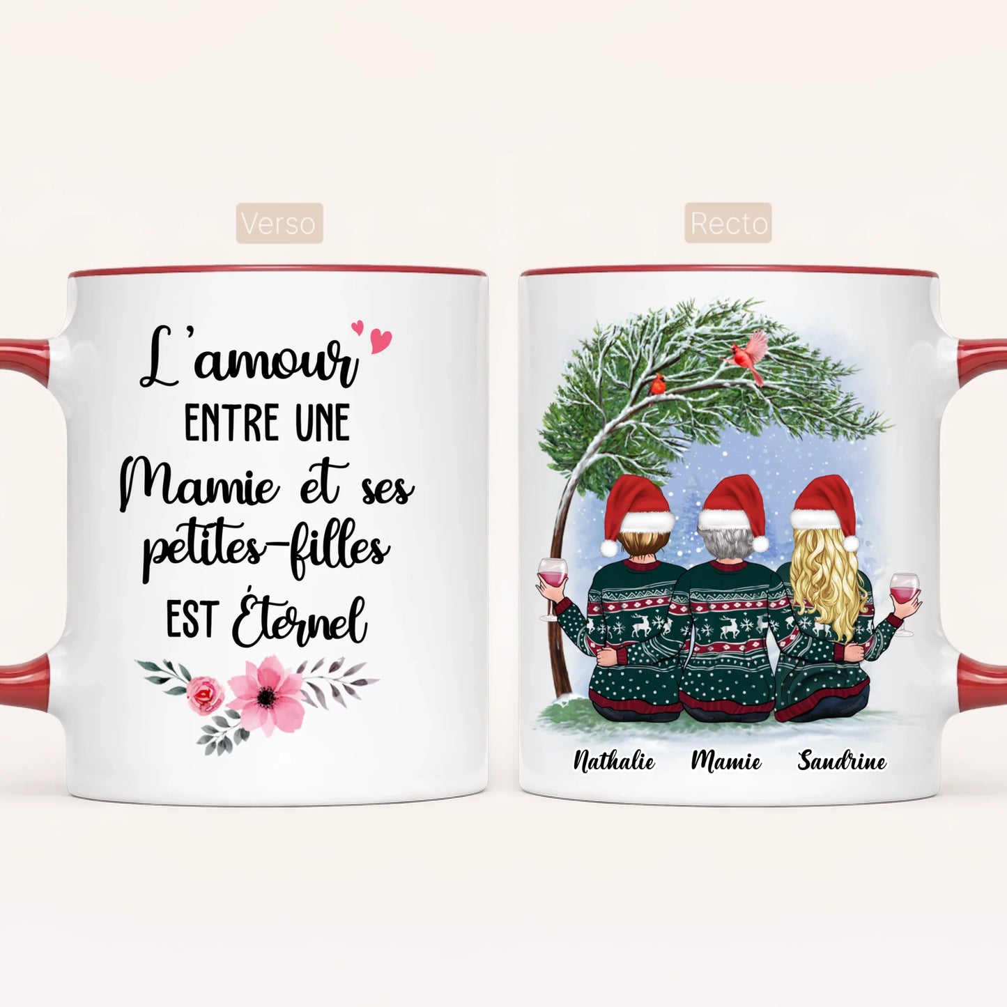 Mamie & 2 Petites-Filles | Noël | Mug Personnalisé