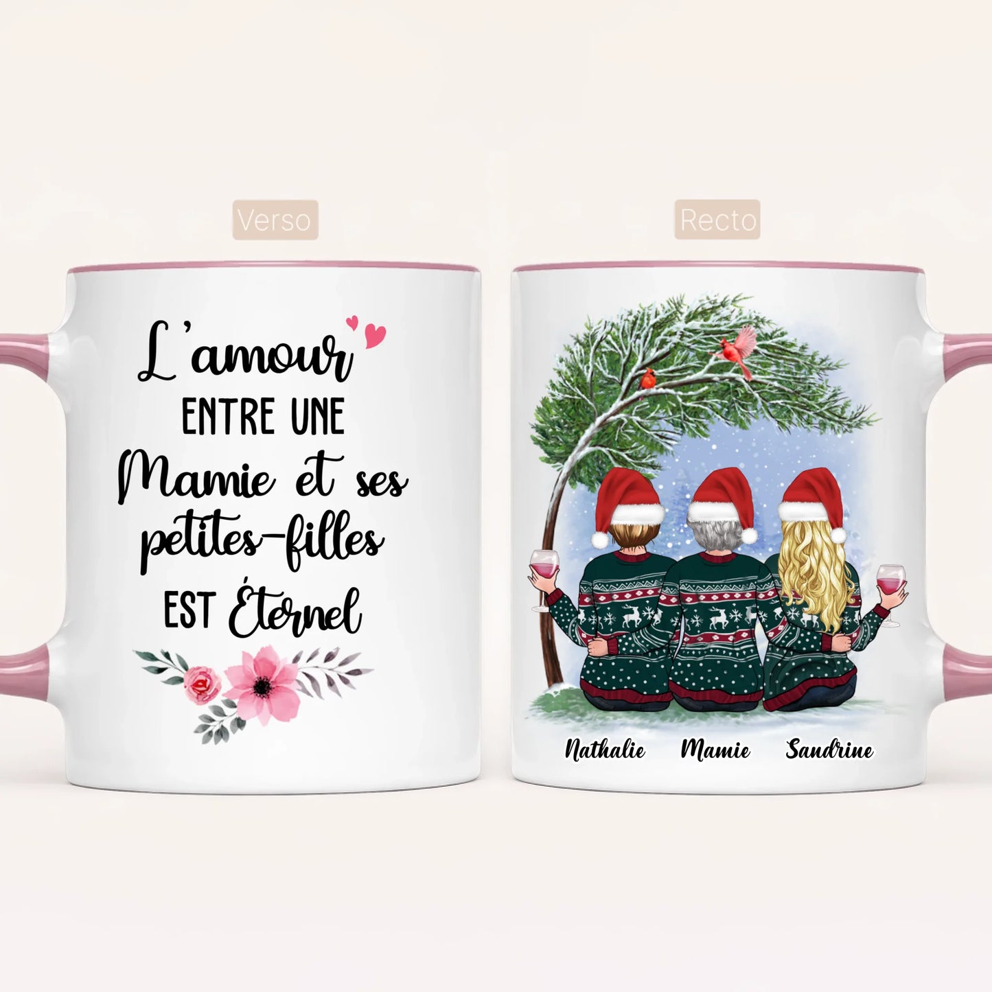 Mamie & 2 Petites-Filles | Noël | Mug Personnalisé