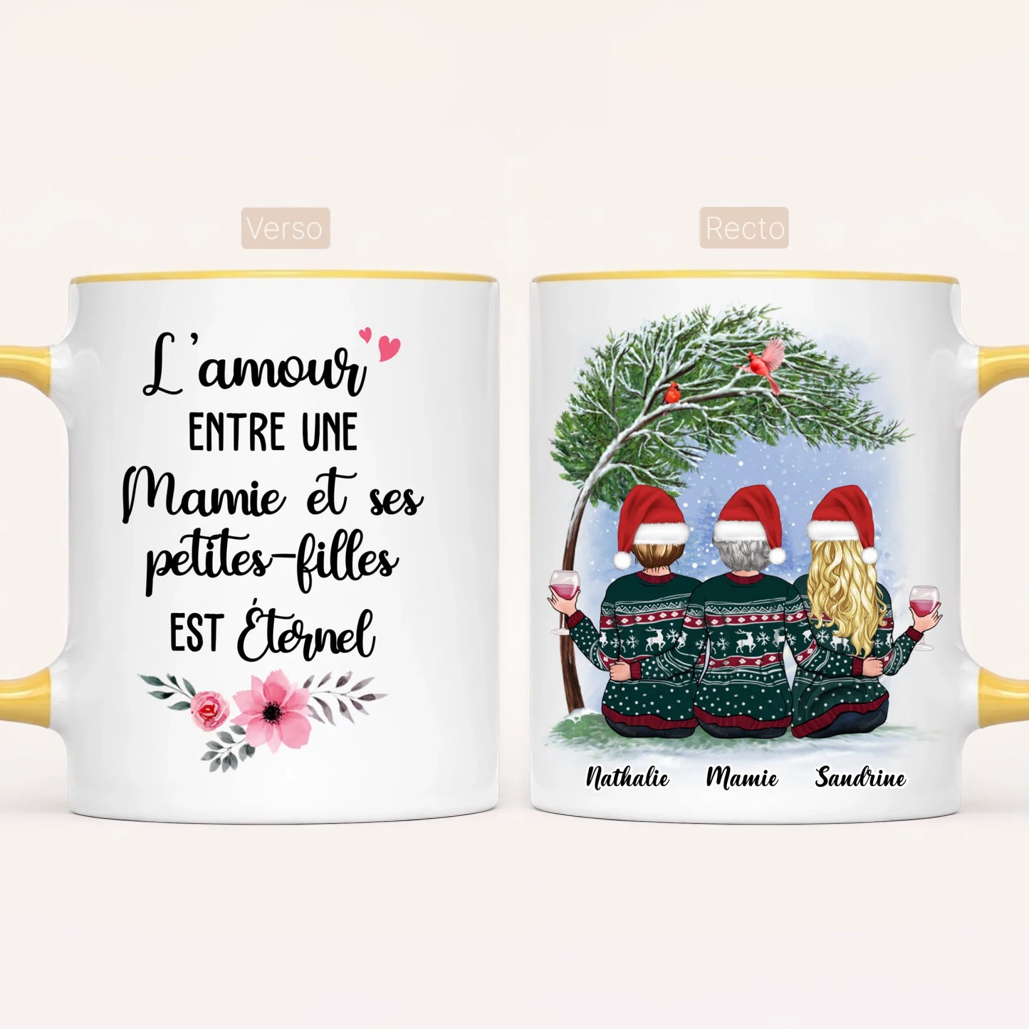 Mamie & 2 Petites-Filles | Noël | Mug Personnalisé