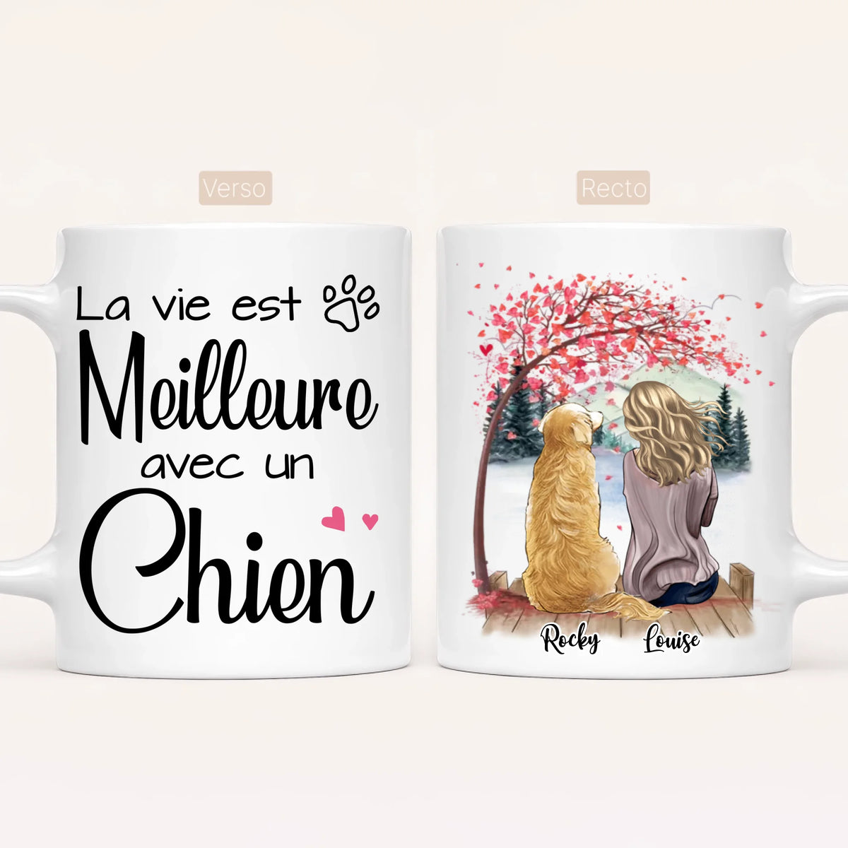 Femme & Jusqu'à 4 Chiens | Mug Personnalisé