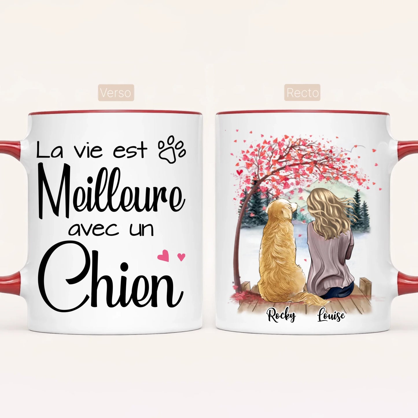 Femme & Jusqu'à 4 Chiens | Mug Personnalisé