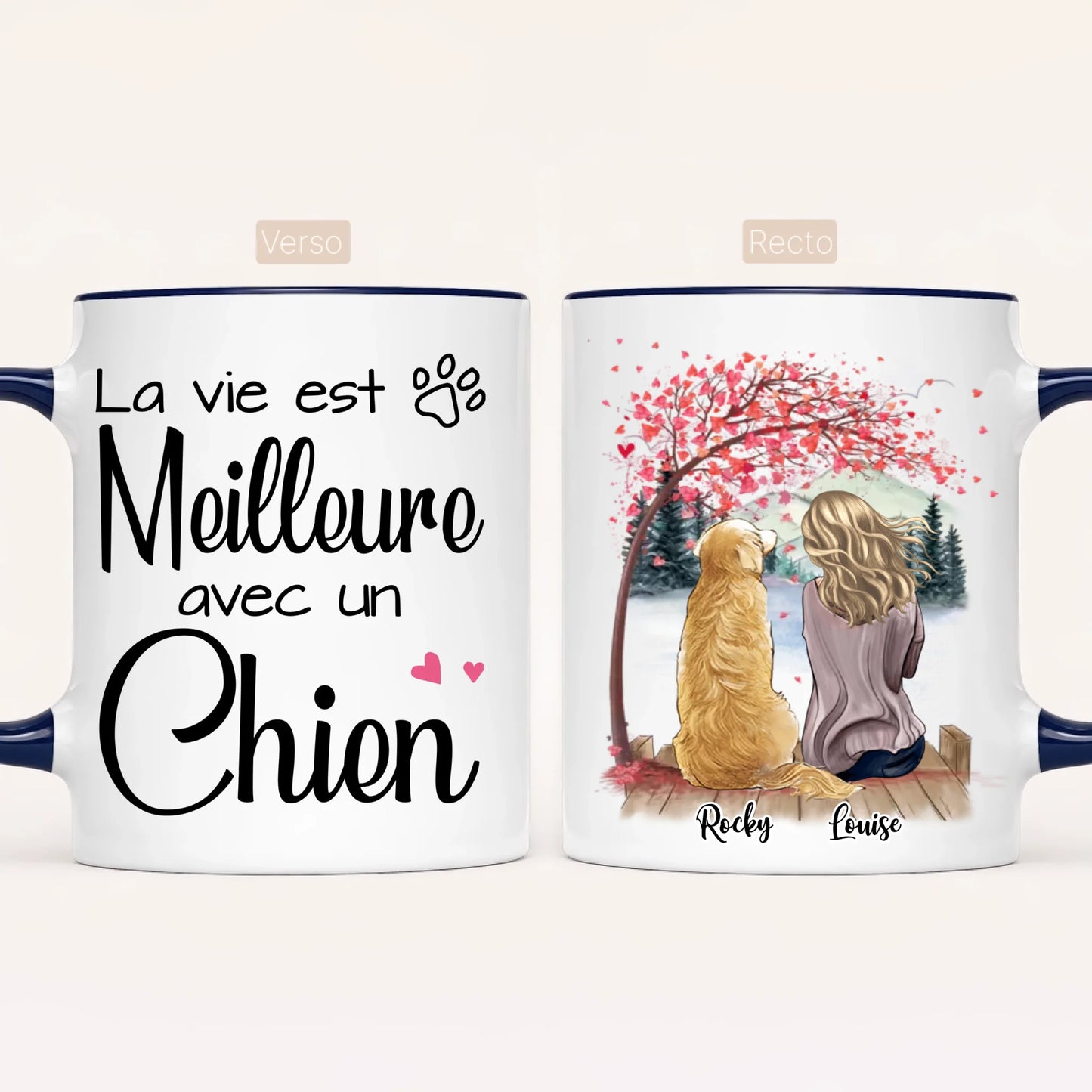 Femme & Jusqu'à 4 Chiens | Mug Personnalisé