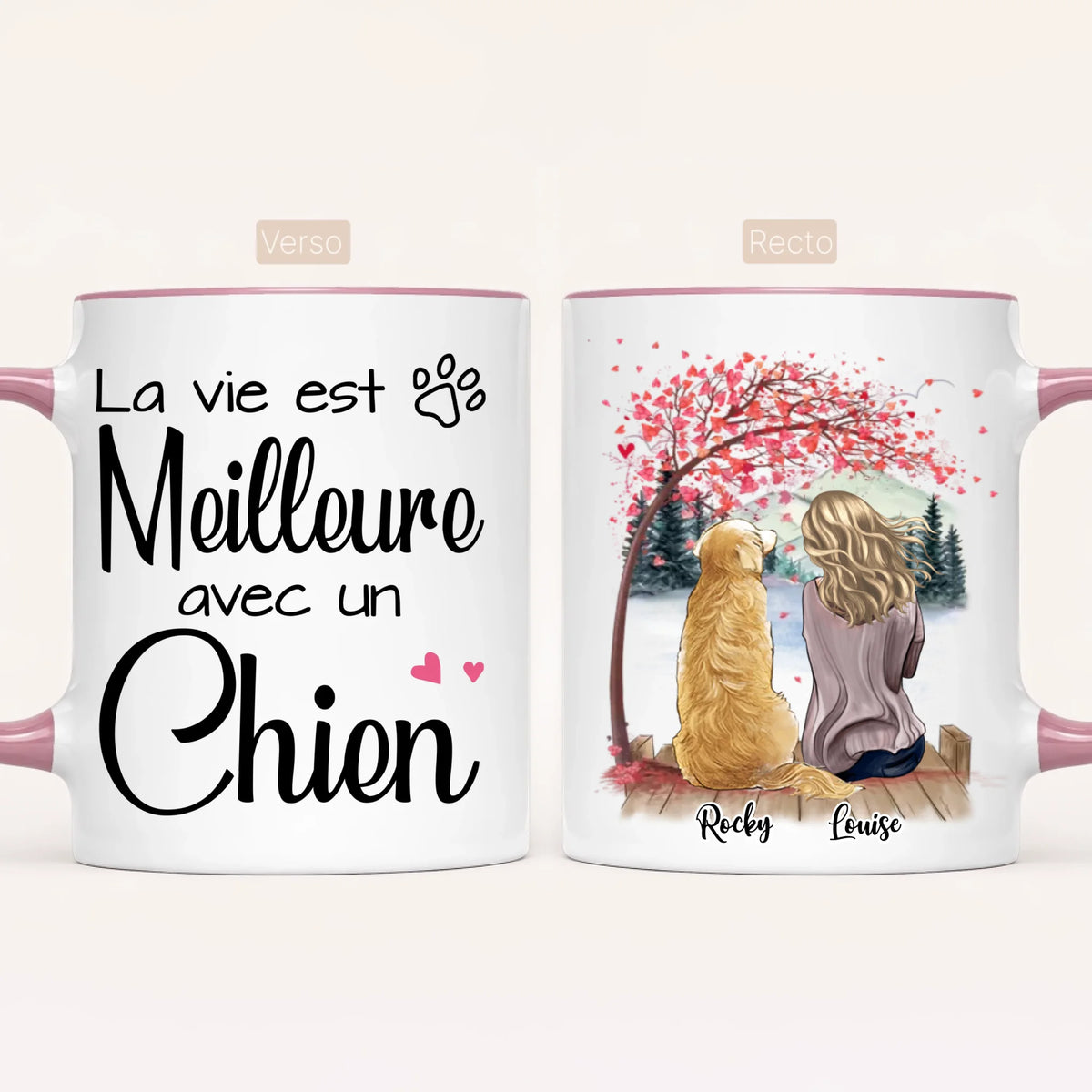 Femme & Jusqu'à 4 Chiens | Mug Personnalisé