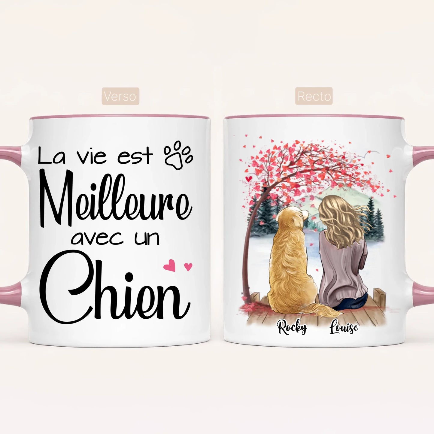 Femme & Jusqu'à 4 Chiens | Mug Personnalisé