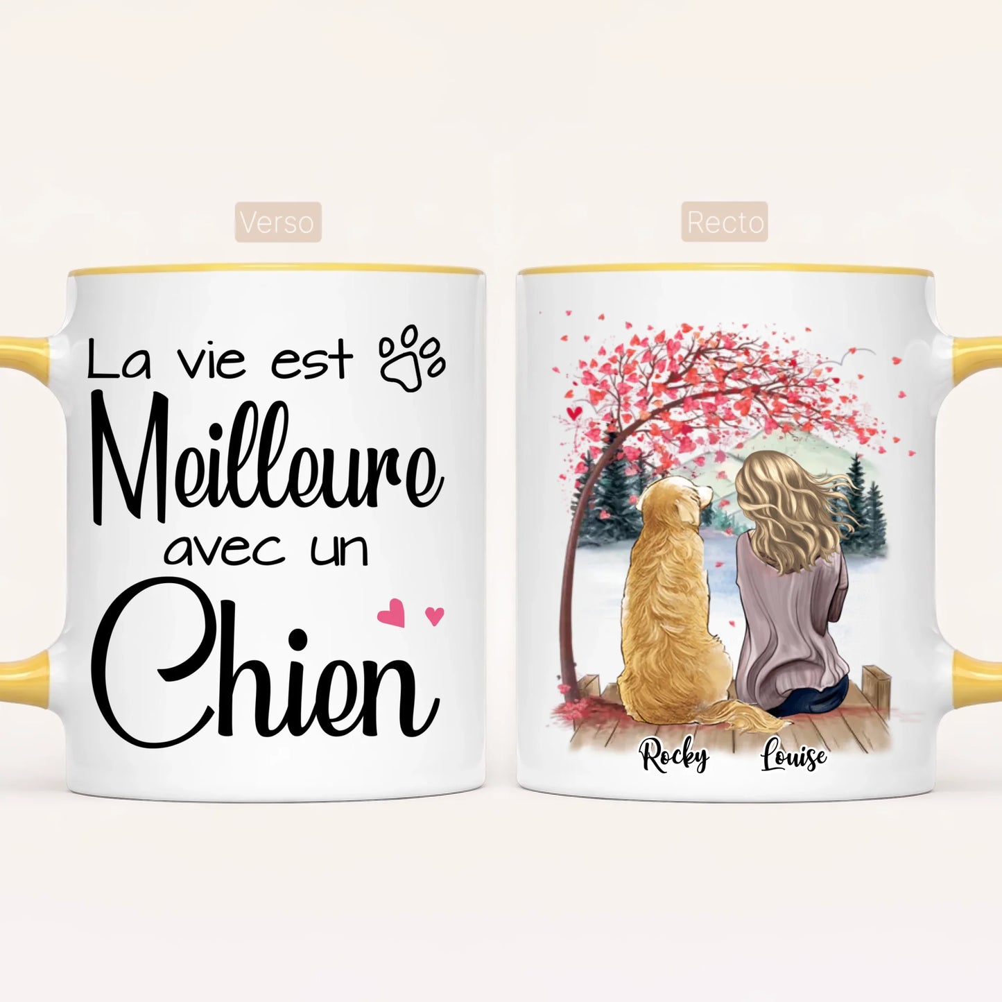 Femme & Jusqu'à 4 Chiens | Mug Personnalisé