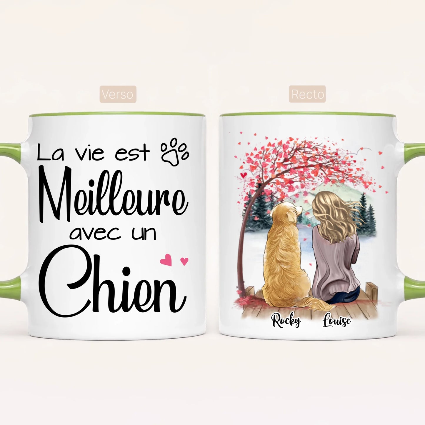 Femme & Jusqu'à 4 Chiens | Mug Personnalisé