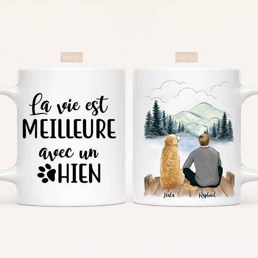 Homme & Jusqu'à 3 Chiens | Mug Personnalisé