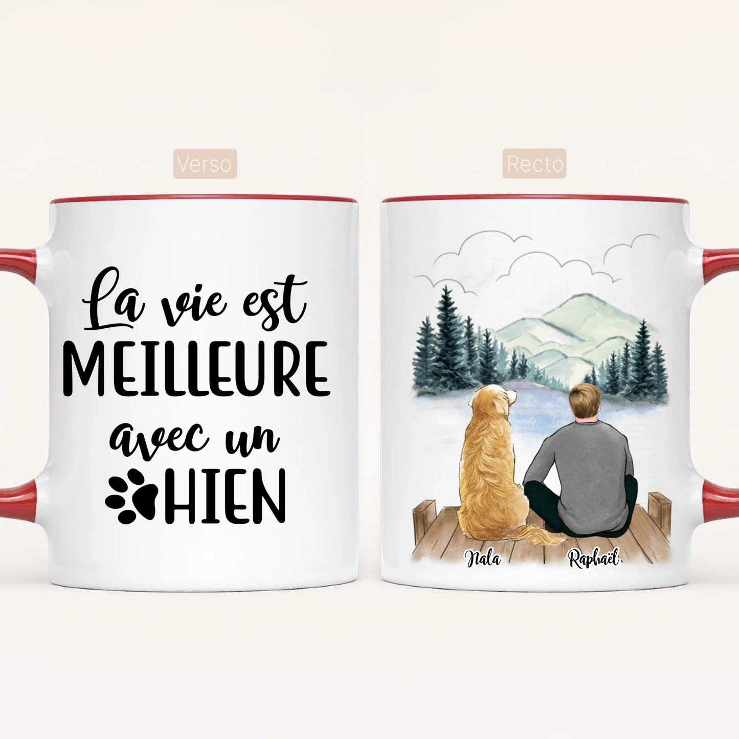 Homme & Jusqu'à 3 Chiens | Mug Personnalisé