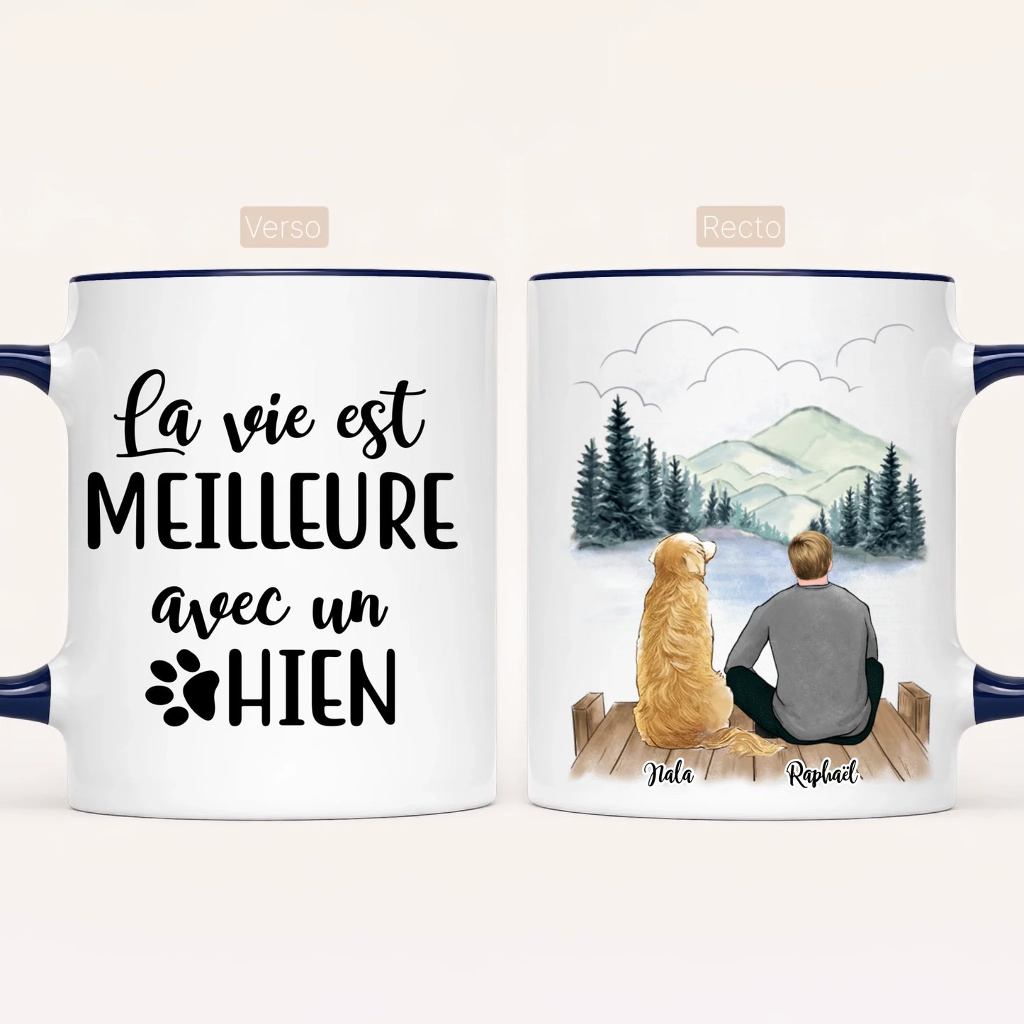Homme & Jusqu'à 3 Chiens | Mug Personnalisé