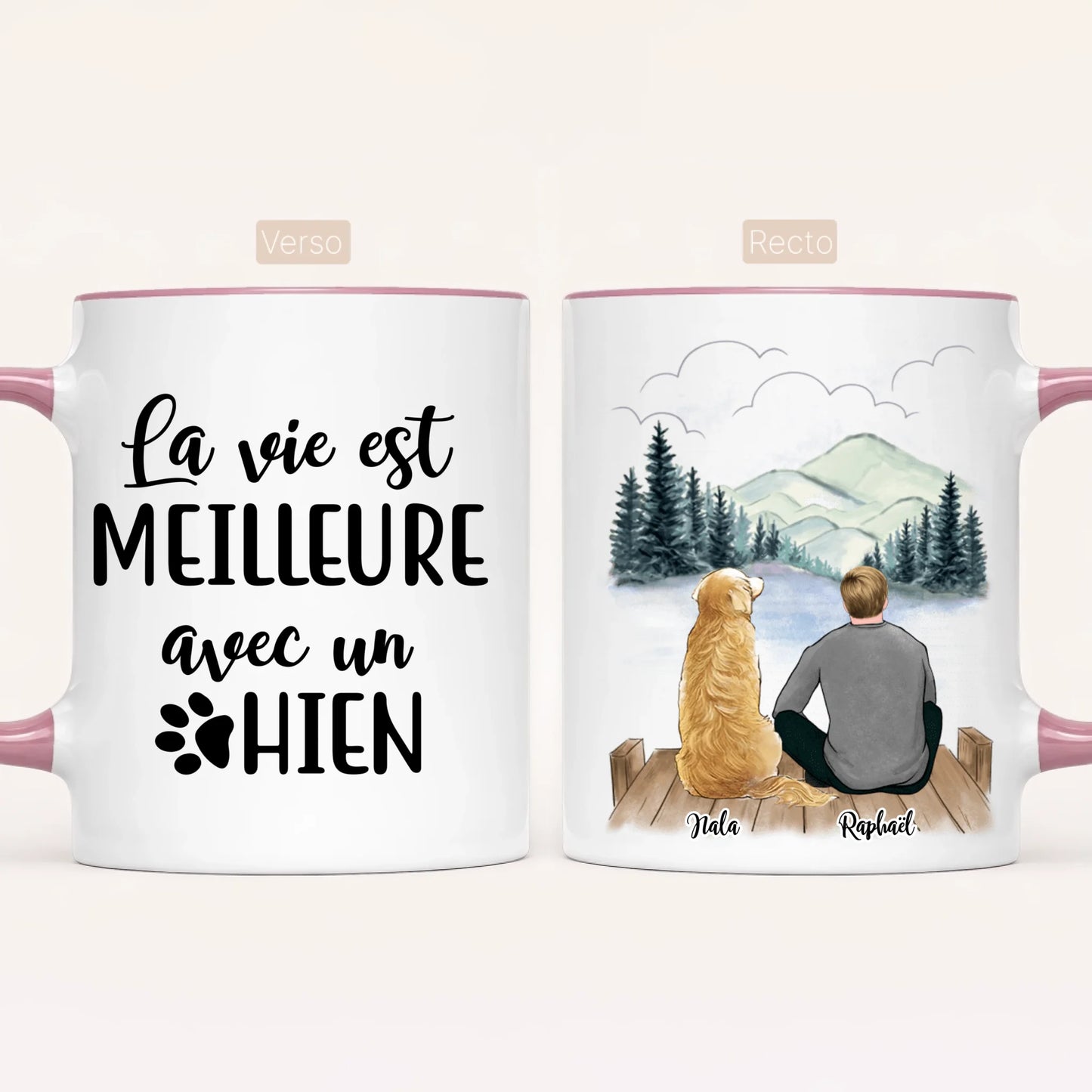 Homme & Jusqu'à 3 Chiens | Mug Personnalisé