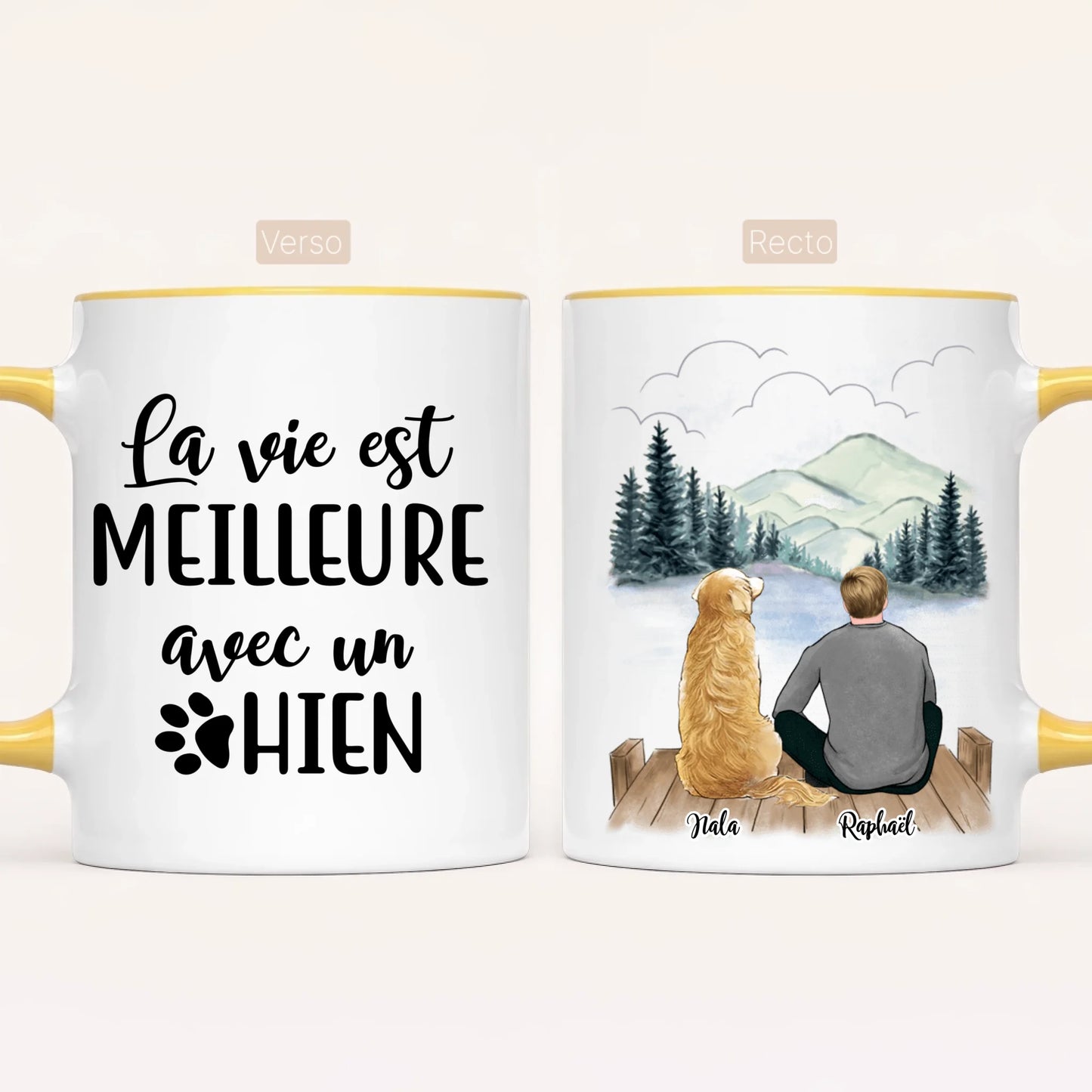 Homme & Jusqu'à 3 Chiens | Mug Personnalisé