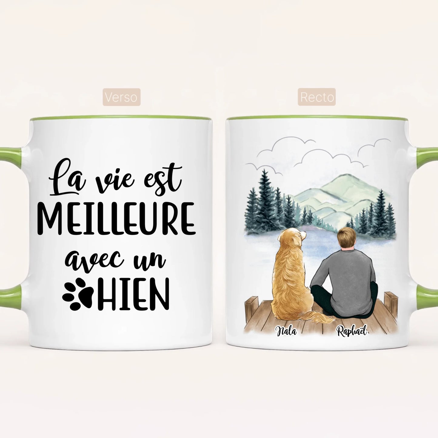 Homme & Jusqu'à 3 Chiens | Mug Personnalisé