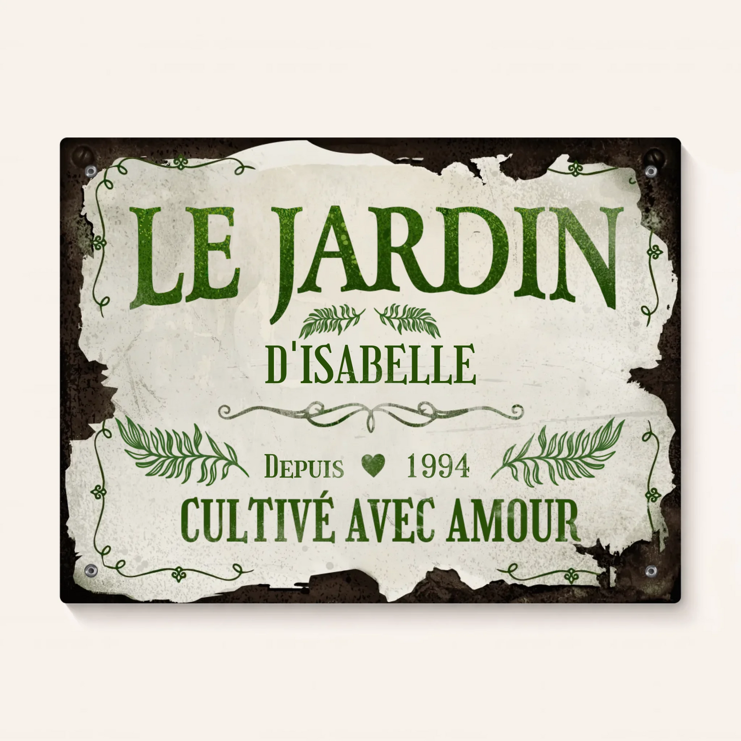 Le jardin de [Prénom] | Cultivé avec amour | Pancarte personnalisée