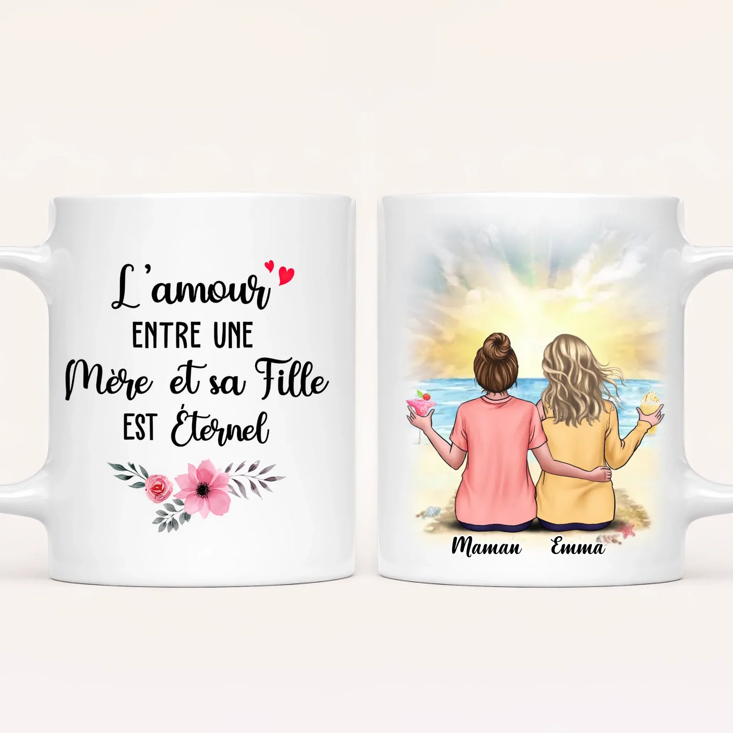 Jusqu'à 4 Filles | L'amour Entre Mère & Filles | Mug Personnalisé
