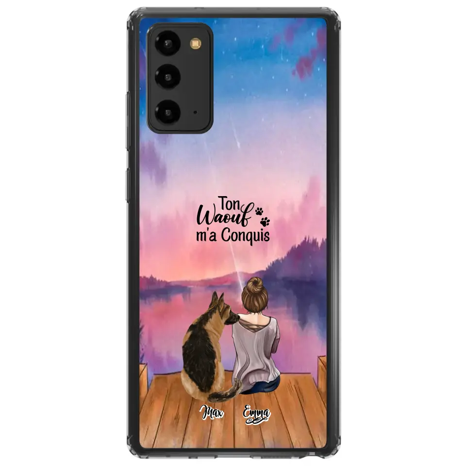 Coque personnalisée - Fille et jusqu'à 4 chiens
