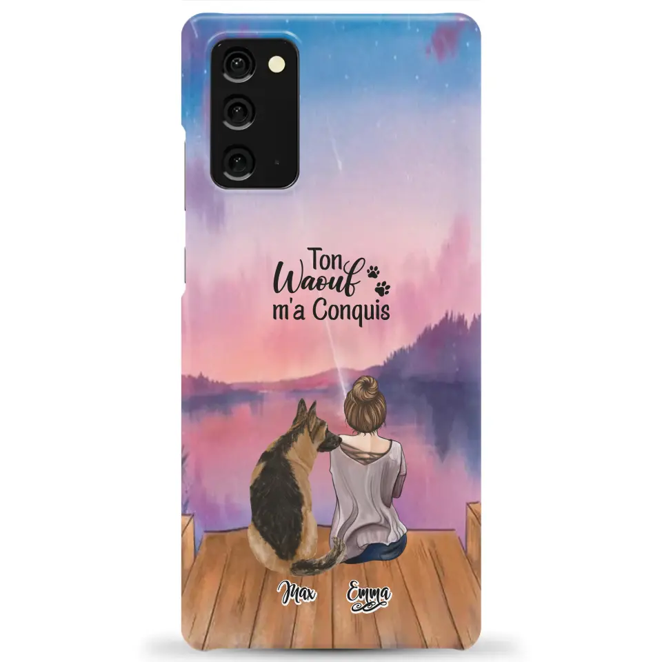 Coque personnalisée - Fille et jusqu'à 4 chiens