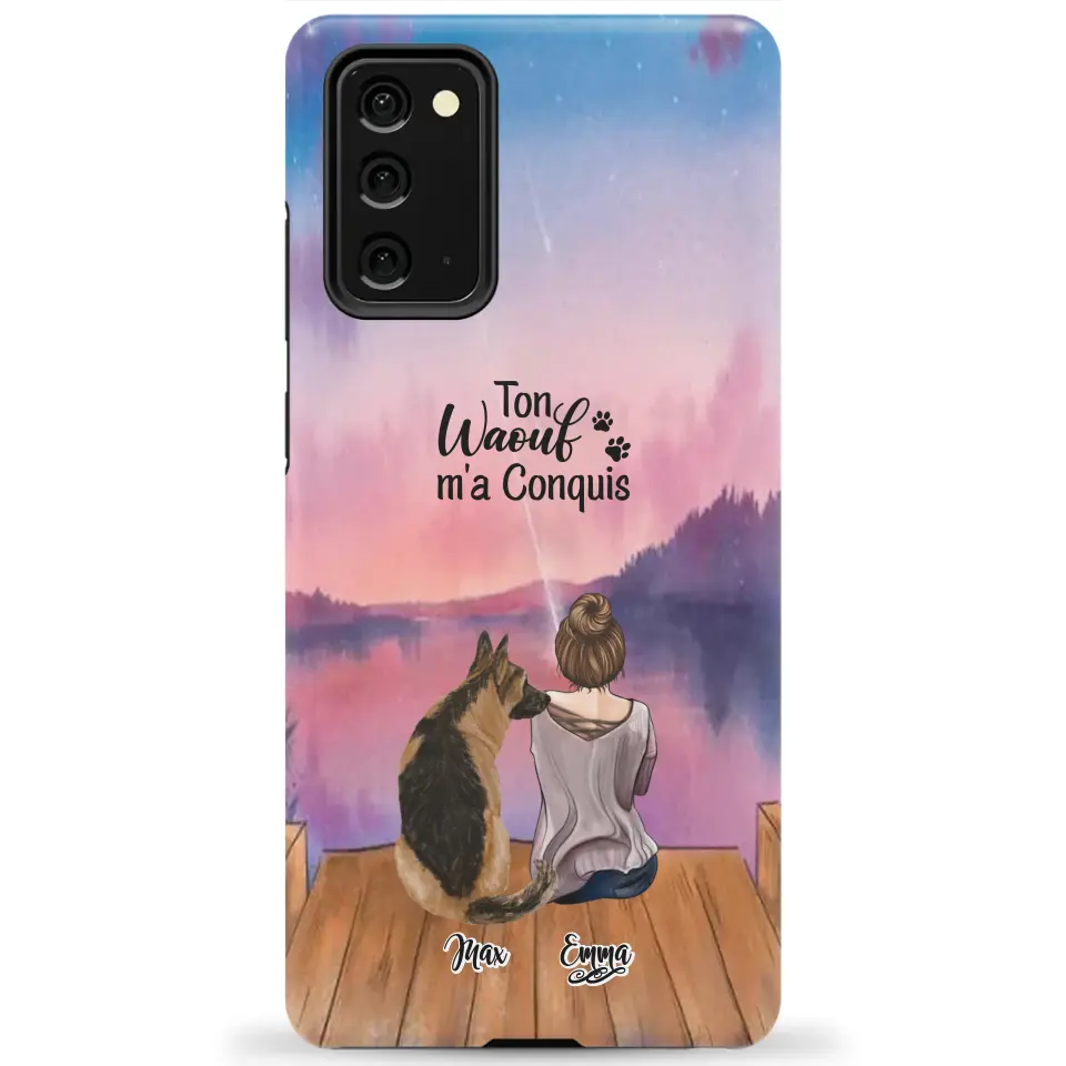 Coque personnalisée - Fille et jusqu'à 4 chiens