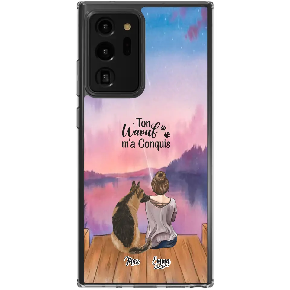 Coque personnalisée - Fille et jusqu'à 4 chiens