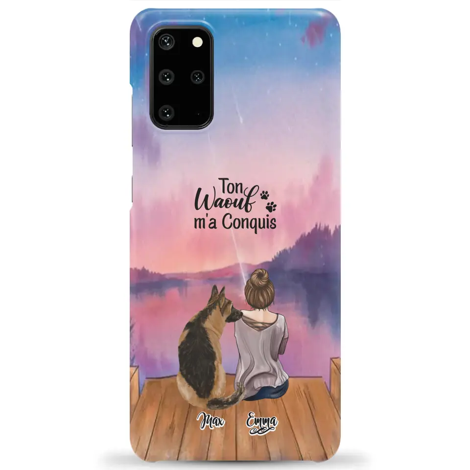 Coque personnalisée - Fille et jusqu'à 4 chiens