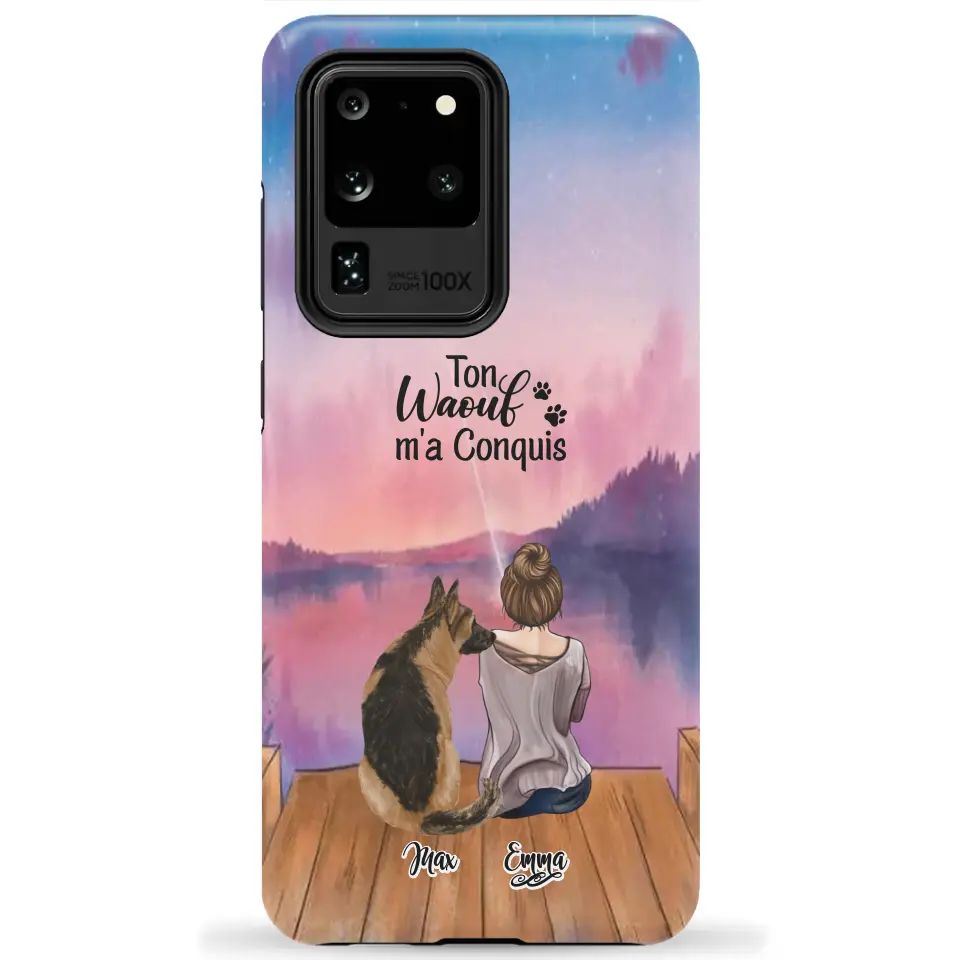 Coque personnalisée - Fille et jusqu'à 4 chiens