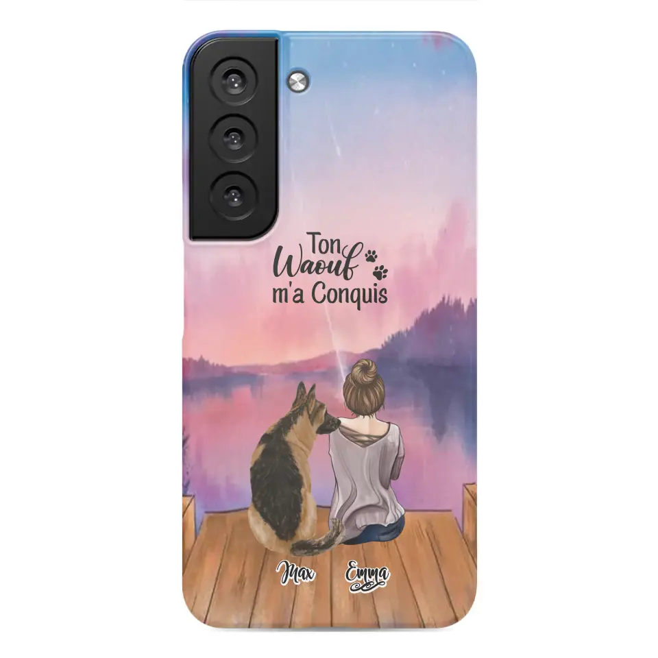 Coque personnalisée - Fille et jusqu'à 4 chiens