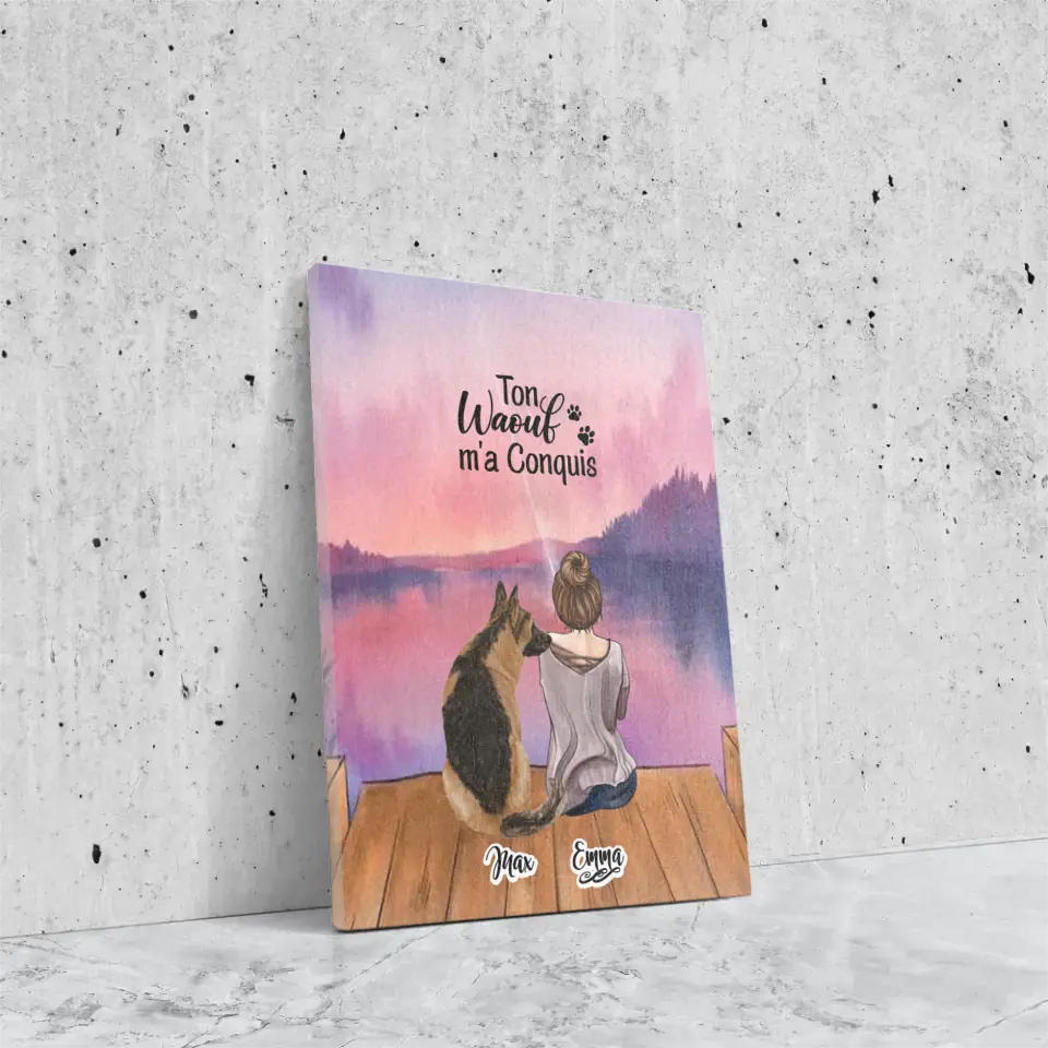 Toile personnalisée - Jusqu'à 4 chiens - Ton Wouaf m'a Conquis