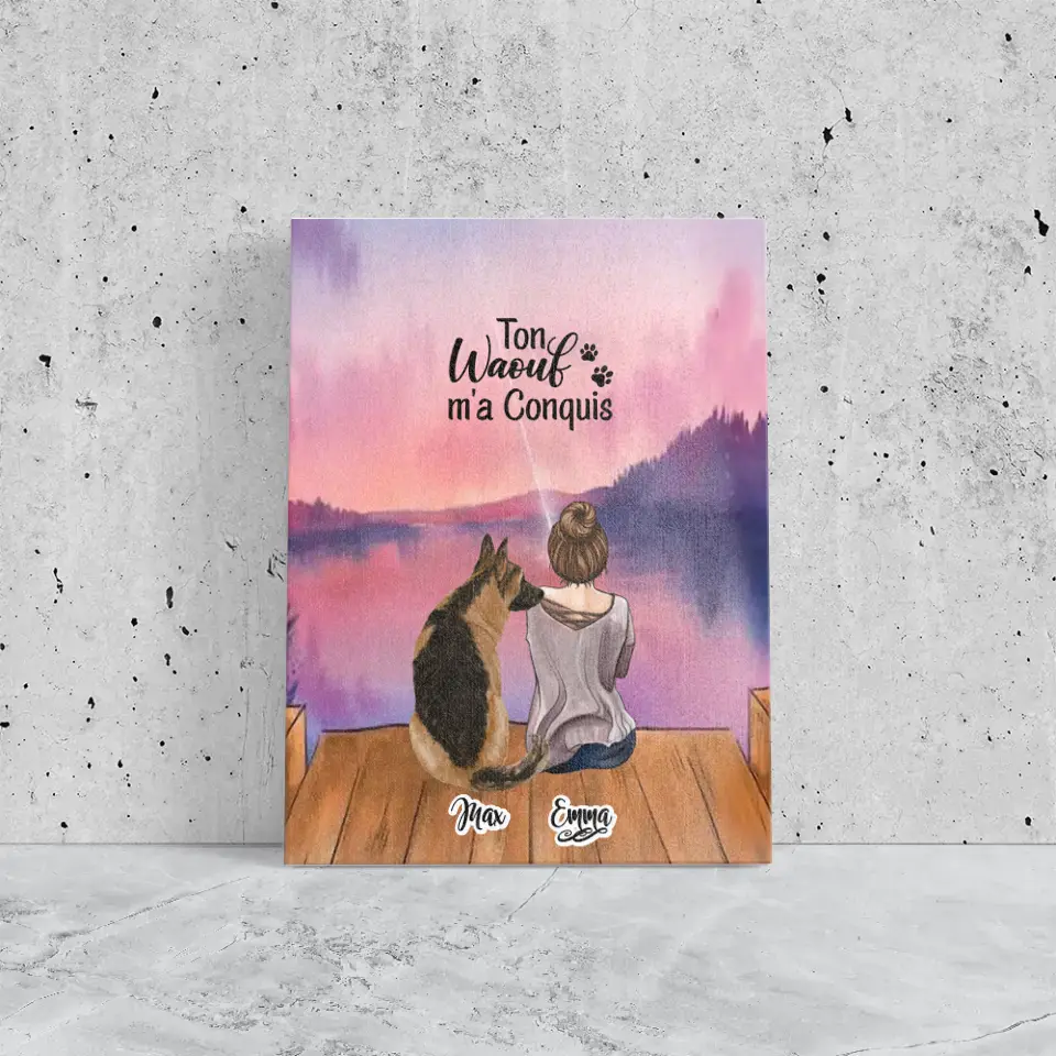 Toile personnalisée - Jusqu'à 4 chiens - Ton Wouaf m'a Conquis