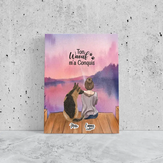 Toile personnalisée - Jusqu'à 4 chiens - Ton Wouaf m'a Conquis