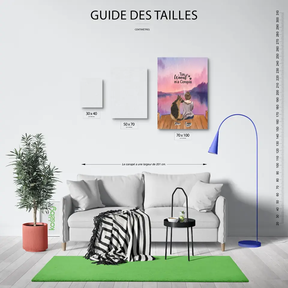 Toile personnalisée - Jusqu'à 4 chiens - Ton Wouaf m'a Conquis