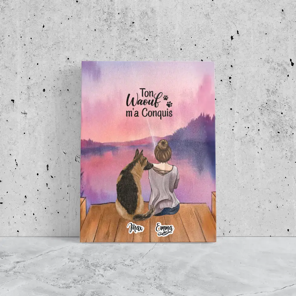 Toile personnalisée - Jusqu'à 4 chiens - Ton Wouaf m'a Conquis