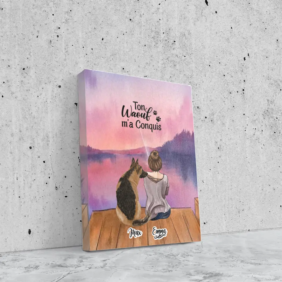 Toile personnalisée - Jusqu'à 4 chiens - Ton Wouaf m'a Conquis